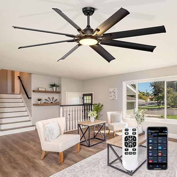 OHNIYOU 72 INCH INDUSTRIAL CEILING FAN WITH LIGHTS...