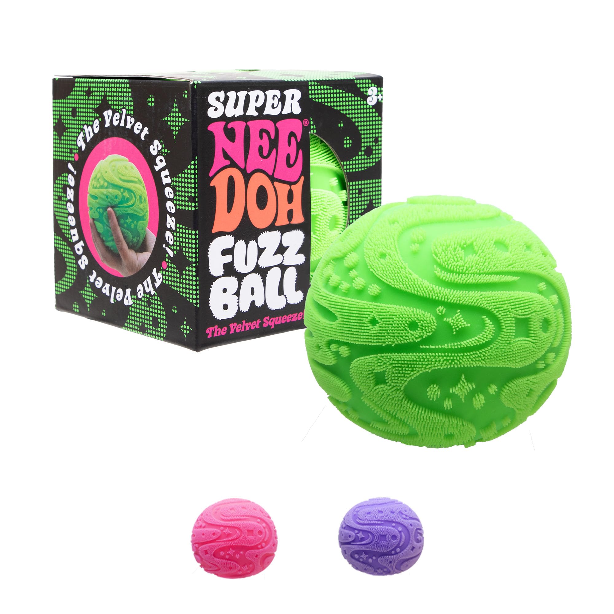 Schylling Super NeeDoh Fuzzball Stress Ball Fidget Toy - Huge 4.5" in Diameter - Jumbo Squishy Squeezy Fun - Colors Assorted (1 Per Pack)