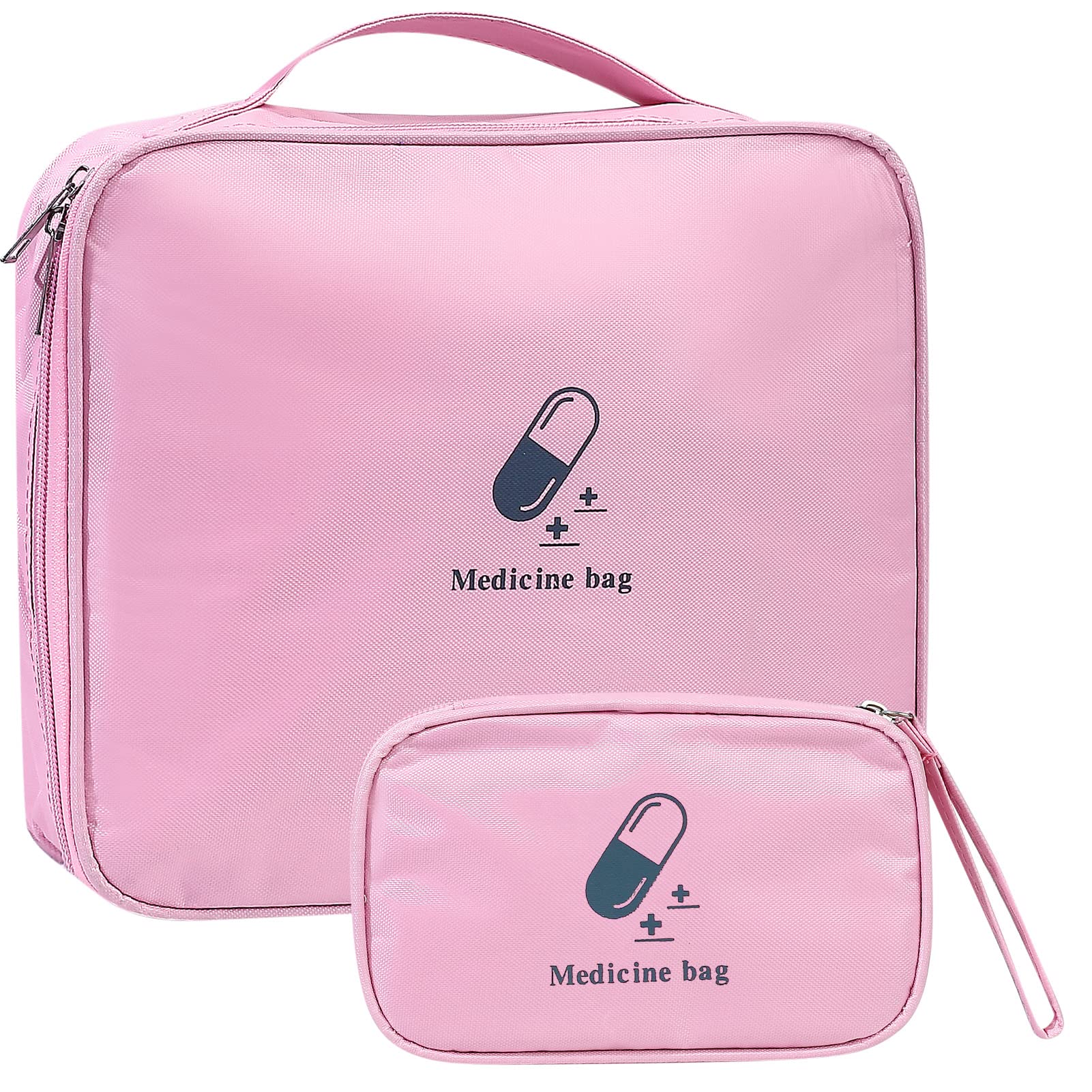 2 Pcs First Aid Kit Bags, Portable Travel Empty Medical Medical Medicine Bags, Small/Large First Aid Emergency Organizer Bags Waterproof for Outdoor Camping Travel Work Bags - Pink (White) (Pink)