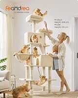 Feandrea Cat Tree 206 cm Large Tower with 13 Scratching Posts Beige PCT190M01V1 view 3