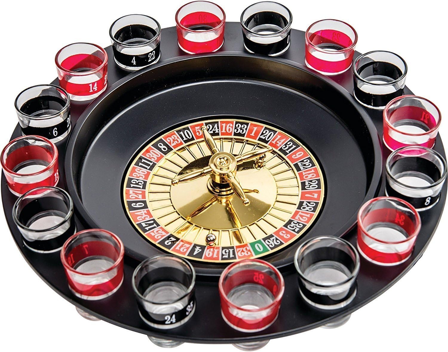 Jonquin Shot Glass 2 Balls and 16 Glasses Roulette Drinking Game Set (Multicolour)
