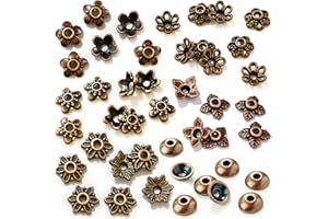 HEATHER'S CF Antique Copper Spacer Bead Caps Set – 600Pcs Mixed Tibetan & Bali Style Beads Caps for Jewelry Making | Fits 8–14mm Beads | Silver, Brass & Copper Metal Bead Caps for Bracelets, Necklaces, Earrings