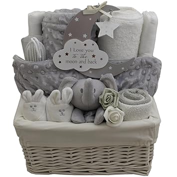 Baby Gift Baskets Baby Gift Hampers Grey And White Unisex Neutral