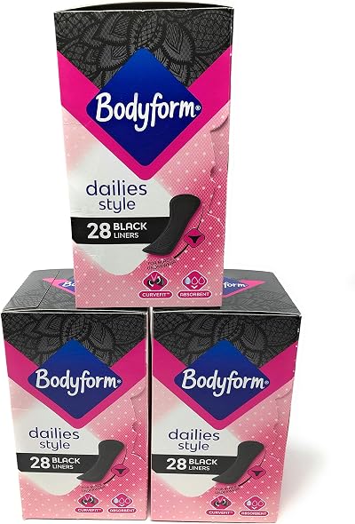 Bodyform Dailies Style 28 Black Pantyliners Multipack 3 Pack 84 Liners