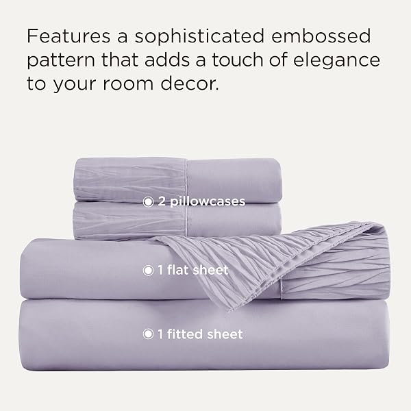 BEDSURE KING SIZE SHEETS SET – 4 PIECES SOFT KING SHEETS – BREATHABLE & COOLING – HOTEL LUXURY – EASY CARE POLYESTER MICROFIBER BEDDING FOR KIDS, WOMEN, MEN, LAVENDER