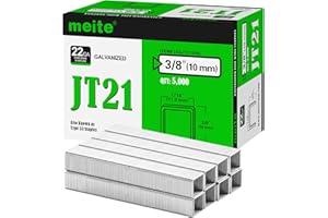 meite JT21 Staples, 3/8 Inch Galvanized Fine Wire Staples for Staple Gun - 5,000 Counts, 7/16" Crown JT21 Staple Refill, Idea