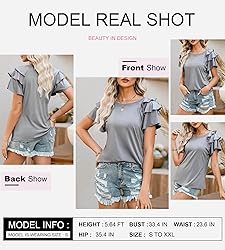 SHEWIN Womens Summer Tops 2025 Ruffle Short Sleeve