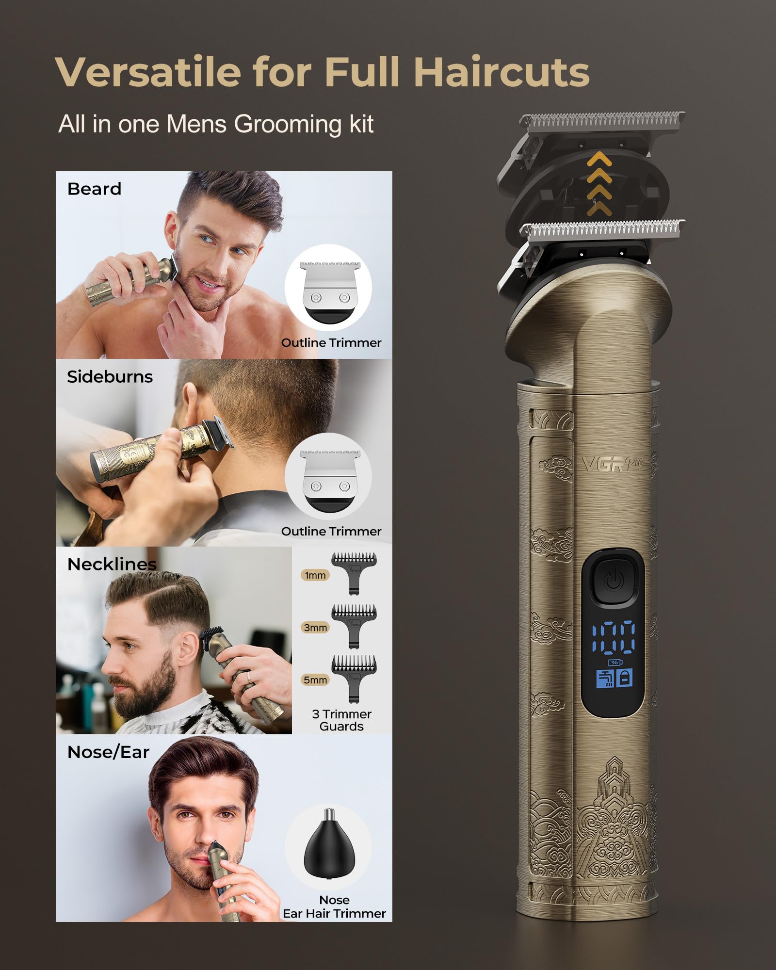 Hair Clippers for Men Professional, Cordless Hair Clippers for Hair Cutting, Mens Clippers and Trimmers Set, Electric Hair Trimmer for Men with Package Case
