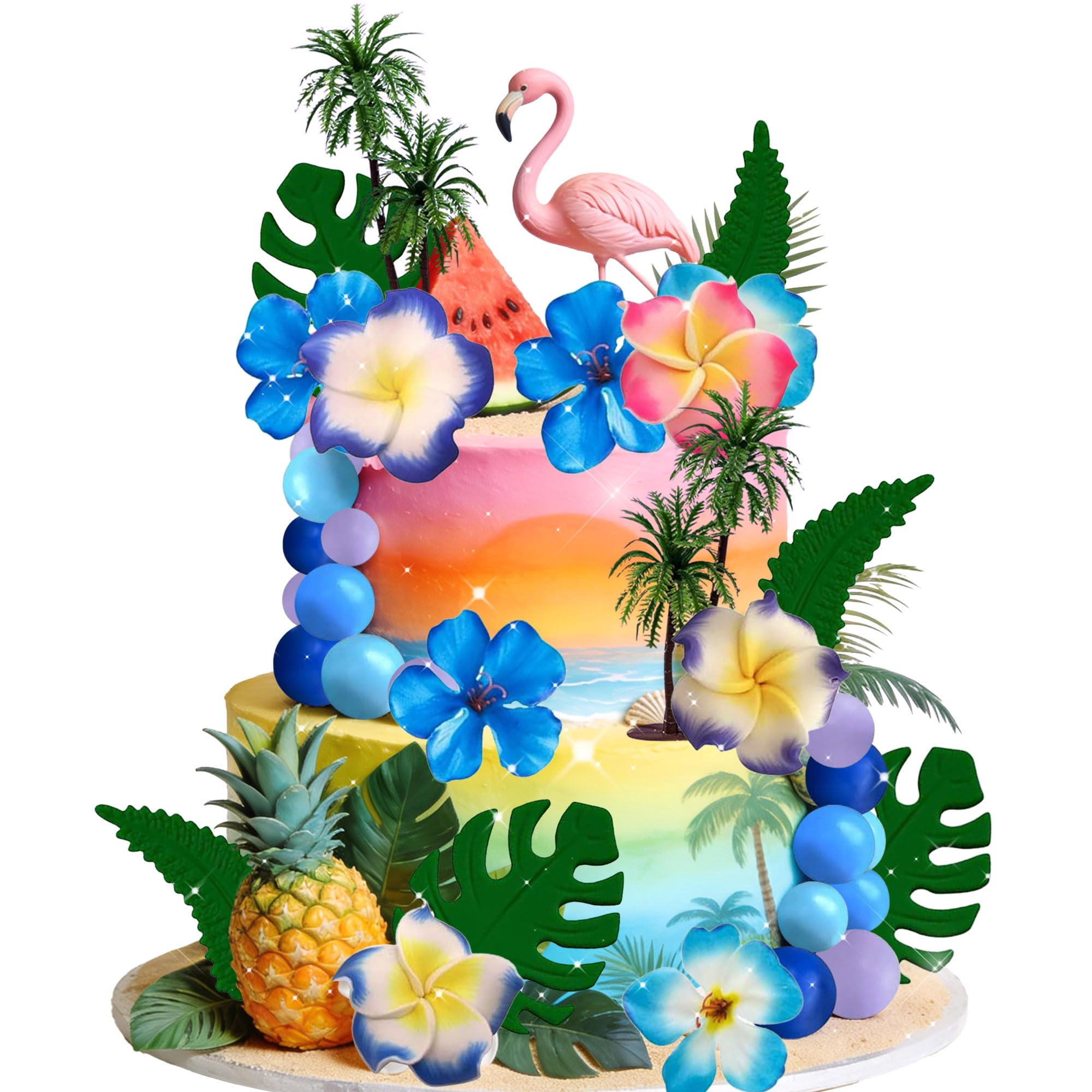 Hawaiian Luau Party Supplies Aloha Birthday Cake Decor for Baby Shower Bridal Shower Birthday Wedding Party Supplies Favors