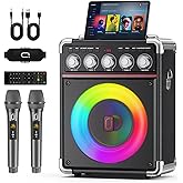 Karaoke Machine for Adults with 2 Wireless Microphones, Portable Bluetooth 5.3 Speaker with Bass/Treble/Echo Adjustment, PA System with Remote Control, Supports TWS/TV/TF Card/USB/AUX