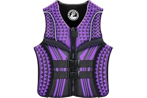 poesidon Geometric Print Life Vest, Zipper Front, Adjustable Buckles