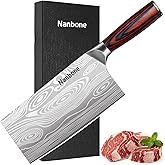 Nanbone Meat Cleaver Knife Ultra Sharp Kitchen Knife 8 Inch, High Carbon Stainless Steel Butcher Knife with Wooden Handle, Chinese Cleaver for Meat Cutting Vegetable Slicing Perfect Birthday Gifts