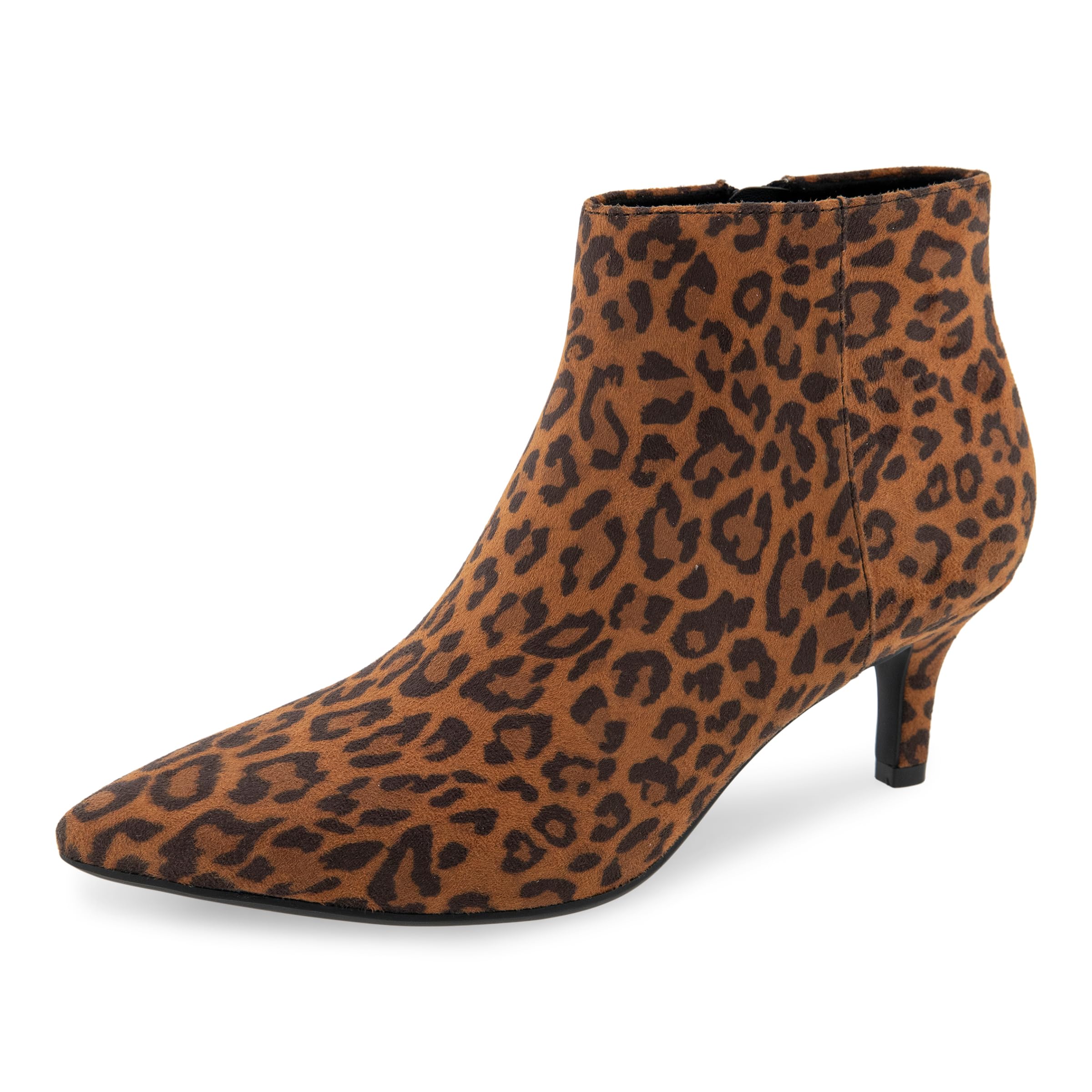 Aerosoles Women’s Edith Ankle Boot, Camel Leopard Faux Suede, 11