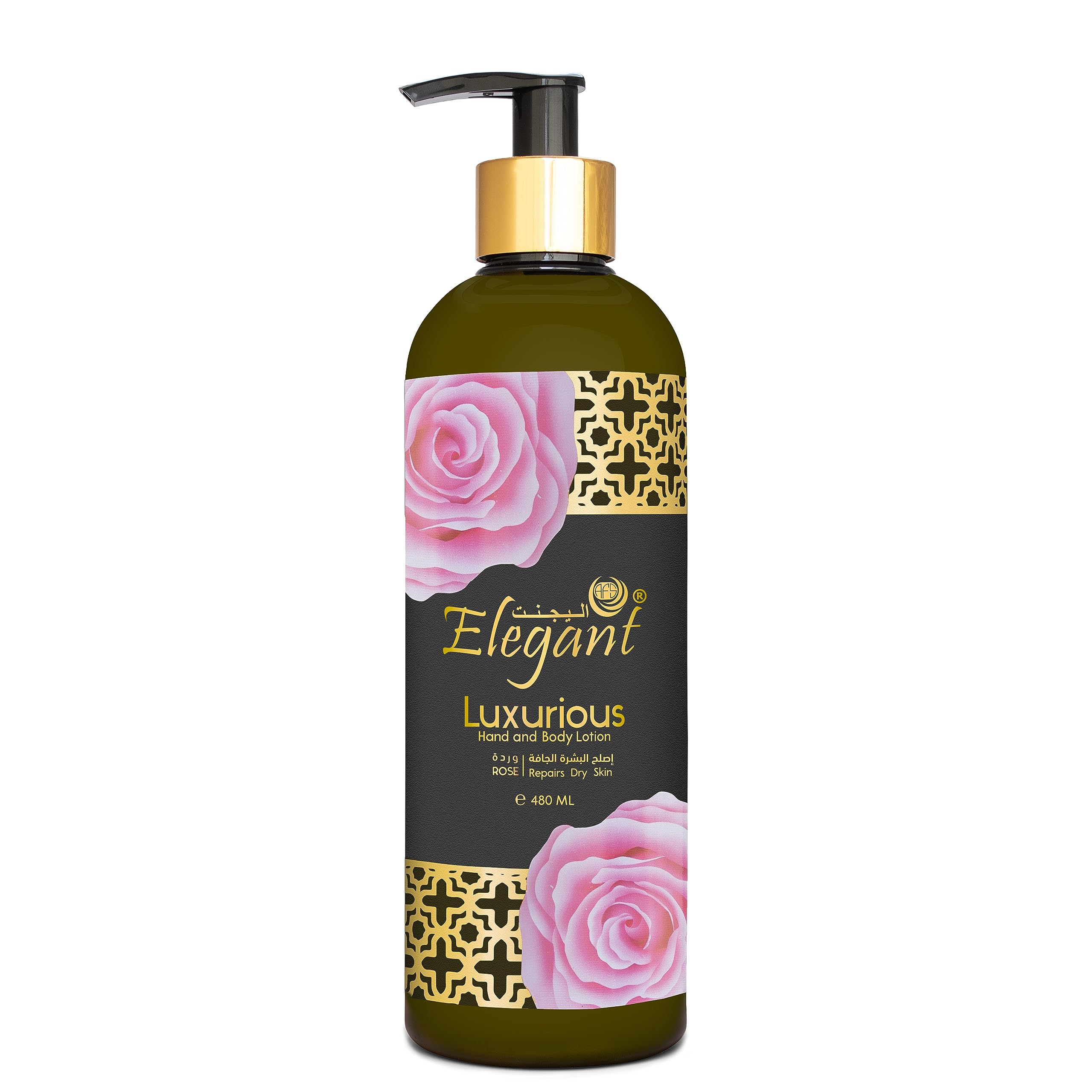 Elegant Sakura Rose Luxurious Lotion – 480ML – Hand & Body Lotion for Dry & Normal Skin, Intensive Daily Moisturiser For Soft Skin | Repairs Dry Skin