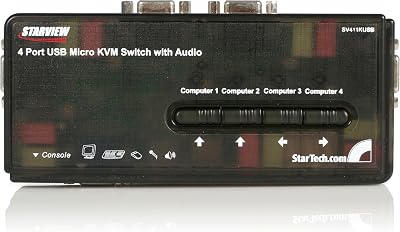StarTech 4 Port USB VGA KVM Switch Kit w/ Cables & Audio - Desktop Computer