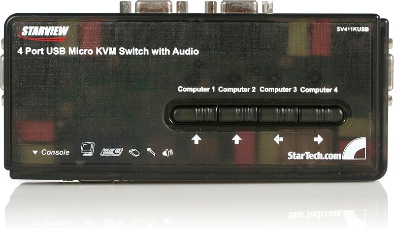 StarTech 4 Port USB VGA KVM Switch Kit w/ Cables & Audio - Desktop Computer