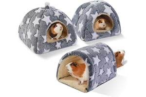 MABOZOO 3 Pack Guinea Pig Hideout Tunnel, 2 Guinea Pig Bed with Tunnel for Small Animals, Cozy Chinchilla House Accessories for Hamster, Rabbit, Bunny, Chinchillas