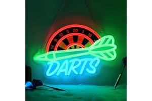 CoolGift Mart Darts Neon Light, Dimmable LED Dart Neon Wall Sign USB Powered, Decorations for Bedroom Living Room Game Room M