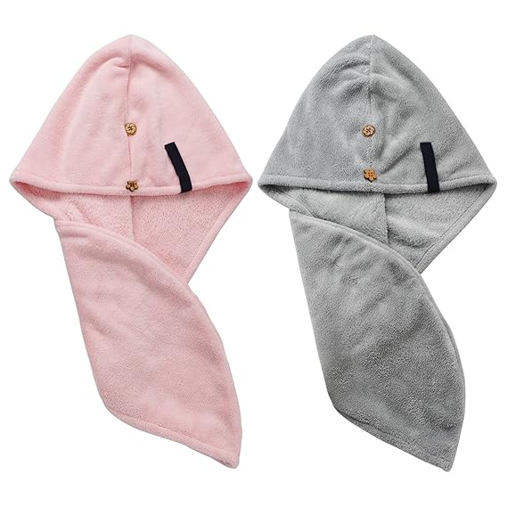 Segbeauty 2stücke Turban Handtuch, Mikrofaser Handtuch Haare Grau Rosa Wrap Bade Spa Duschhaube Kopf Handtuch Heimgebrauch Ul