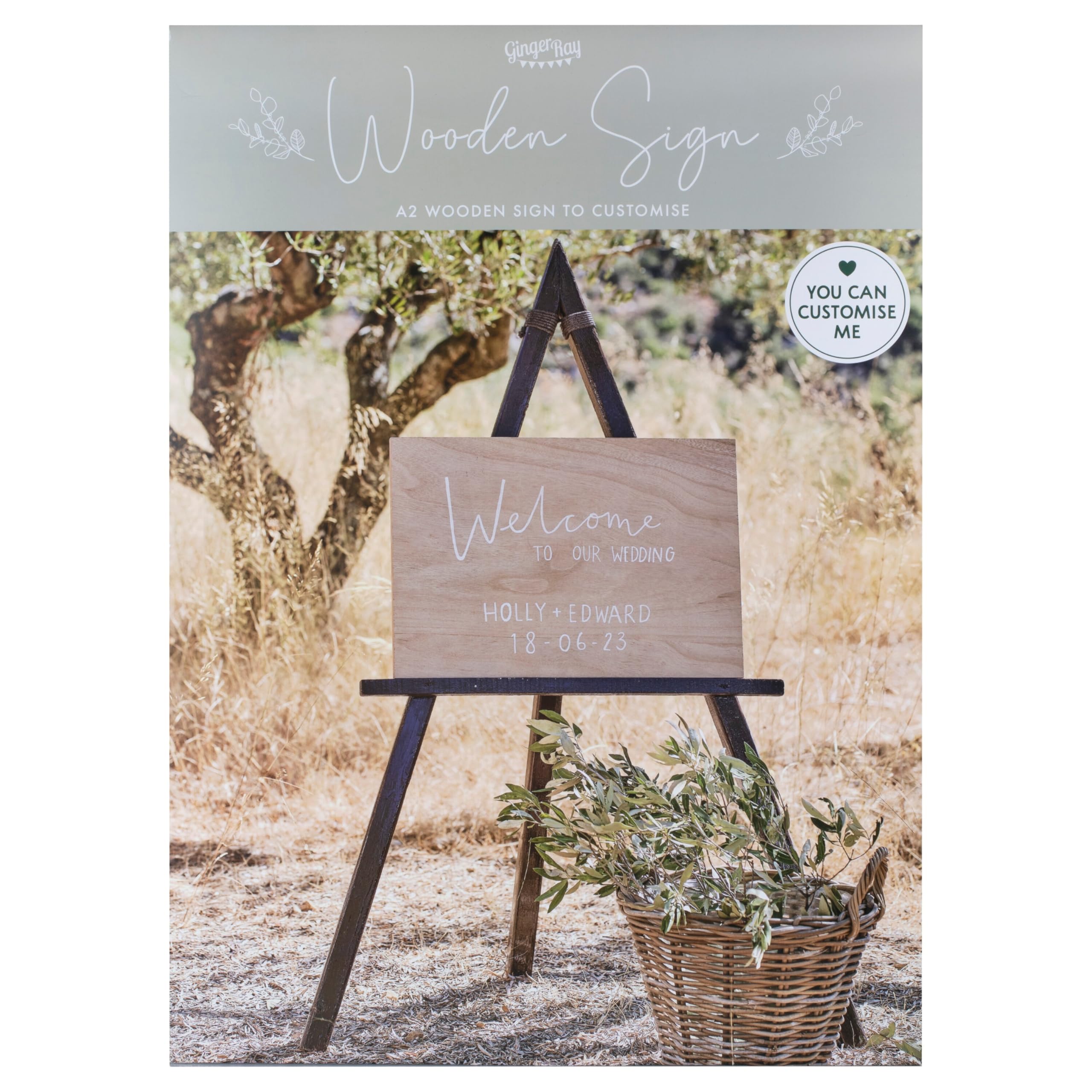 Ginger Ray Customisable A2 Wooden Sign Decoration for Weddings & Parties — image 1