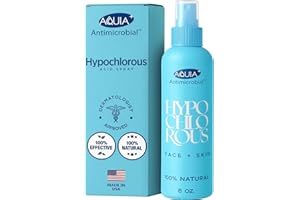 AQUIA Hypochlorous Acid Spray for Face and Skin; Facial Cleanser | 8oz Face Mist Hypochlorous Acid Spray for Skin, Acne, Rash, Eczema, Wound | Antimicrobial Facial Cleanser Acne Sprays; Smart Skincare