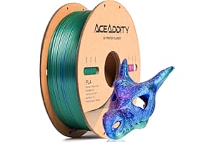 Aceaddity Silk Magic PLA 3D Printer Filament, Multi-Colour Tri-Extrusion 1.75mm 3D Printing PLA Filament, Shiny Silk Coextruded PLA, Dimensional Accuracy +/- 0.03 mm, 1kg/2.2lbs (Blue-Red-Green)