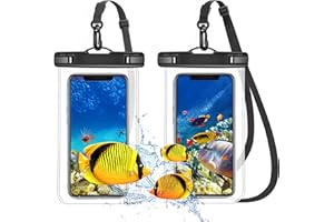takyu Waterproof Phone Pouch, Universal Premium PVC Waterproof Cell Phone Case Dry Bag Compatible for iPhone 14,13,12 11 Pro Max Plus Mini & Other Smartphones Up to 7 inches (Black,Black/2 Pcs)