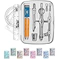 Mr. Pen- Geometry Set, 13 pcs, Compass for Geometry Compass, Geometry Kit Set with Shatterproof Storage Box, Math Compass, Geometry Set for School, Compass Math, Protractor and Compass Set, Grey