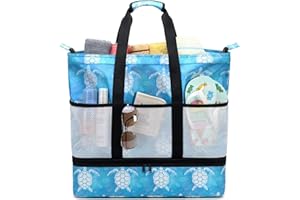 JIANYA Beach Bag Women Waterproof Sandproof Beach Tote Bags with Cooler Top Zipper Large Totes for Pool Travel Daily
