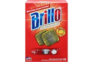 Brillo Steel Wool Soap Pads, Long Lasting, Lemon Scent Cleaning (Lemon, 10 Count (Pack of 1))