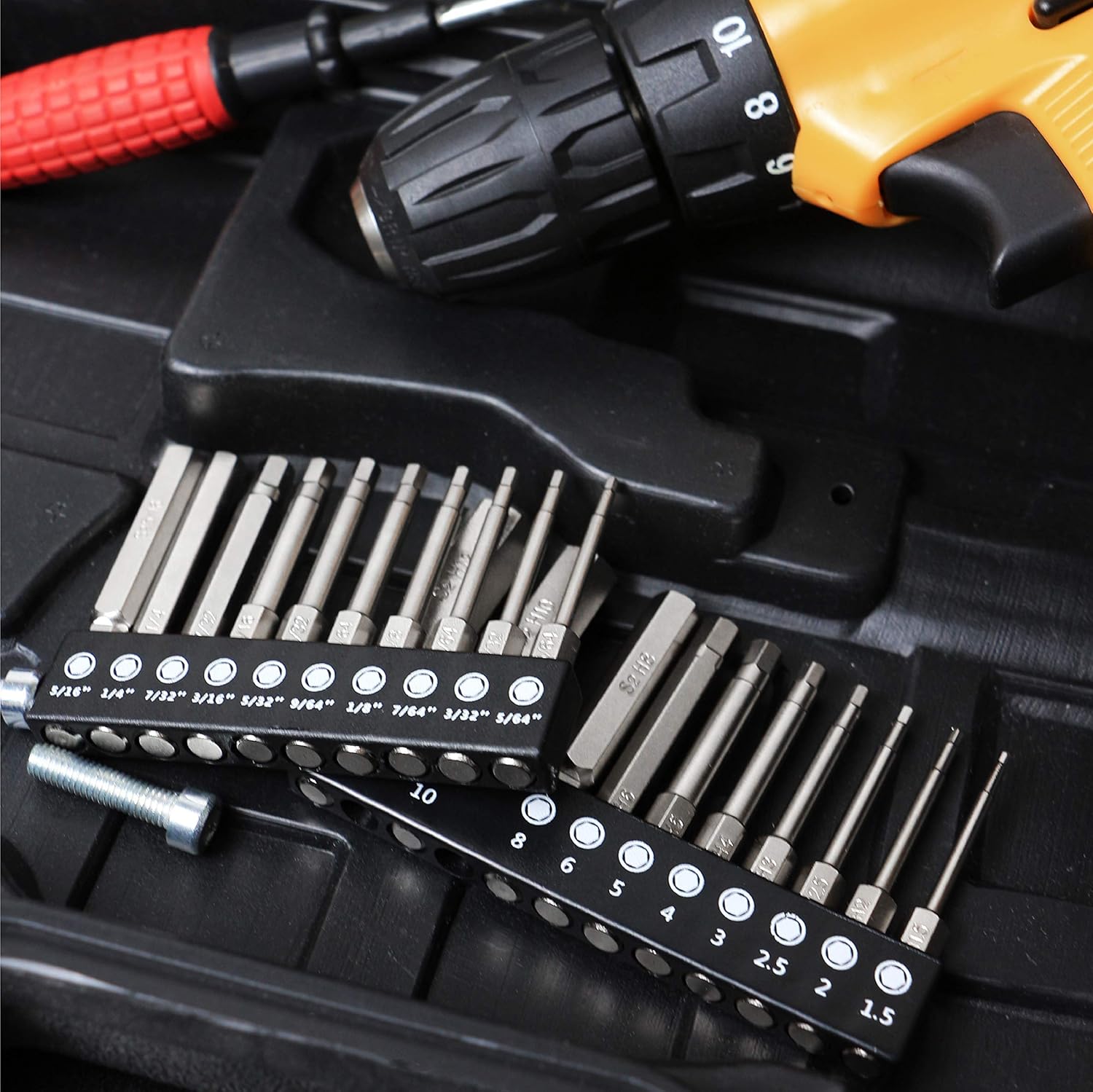 MulWark Hex Head Allen Wrench Drill Bit Set 20PC (10pc Metric & 10pc SAE), 2.3" Long 1/4" Diameter Quick Release Shank Magnetic Screwdriver Bit Set for Assembling Furniture: Industrial & Scientific