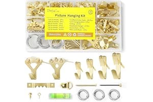DrfzCa Picture Hanging Kit, 322 Pcs Picture Hangers, with 10-120lb Picture Hanging Hardware, Sawtooth Picture Hanging Assortment Kit, Screw Eyes, D Rings, Nails, Screws, Steel Wire,Picture Frame Hooks