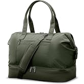 Samsonite Better Than Basics Weekender Duffle &ndash; Drop Bottom Travel Bag with 14&rdquo; Laptop Compartment, SmartSleeve&trade; Trolley Strap, Adjustable Shoulder Strap, Durable RPET Lining, OLIVE