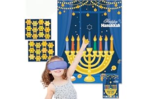 Funnlot Hanukkah Games: Pin The Star On The Menorah & Chanukah Party Decorations