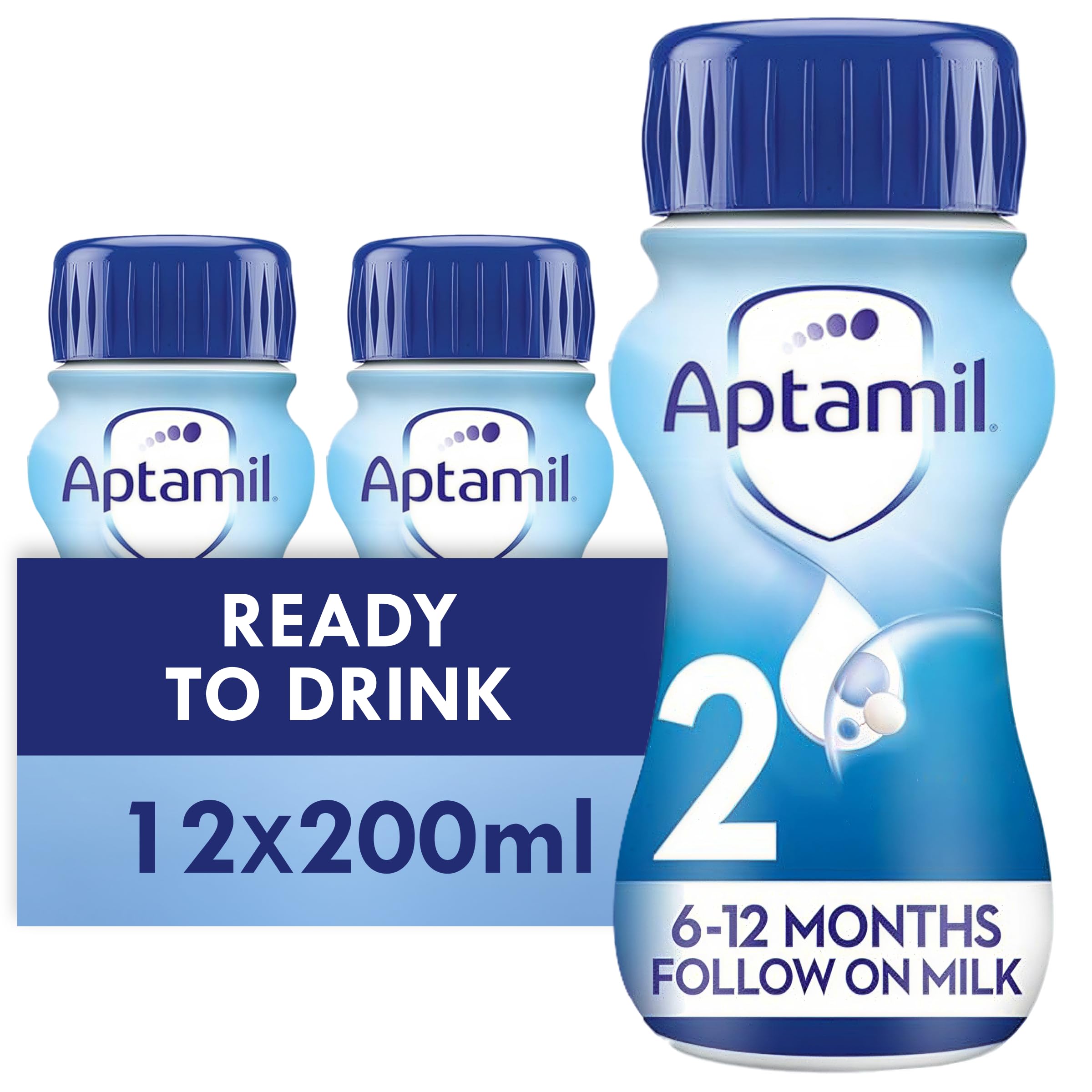 Aptamil 2 Follow On Baby Milk Ready to Use Liquid Formula, 6-12 Months, 200ml (Pack of 12)