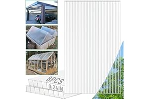 Sinimaka 8 Pack Polycarbonate Greenhouse Panels, 8' x 4' x 0.24'' Twin-Wall Polycarbonate Sheets, All Weather Clear Roof Panels Greenhouse Replacement Panels