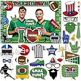 HOWAF Football Photo Booth Props, 25pcs Football Game Day Photo Props with Football Birthday Photo Frame for Football Party Decorations Football Sport Game Day Selfie Props