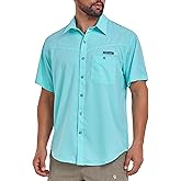 Little Donkey Andy Men's Breathable UPF 50 Shirt, Lightweight Short Sleeve Button Down Shirts for Fishing Hiking