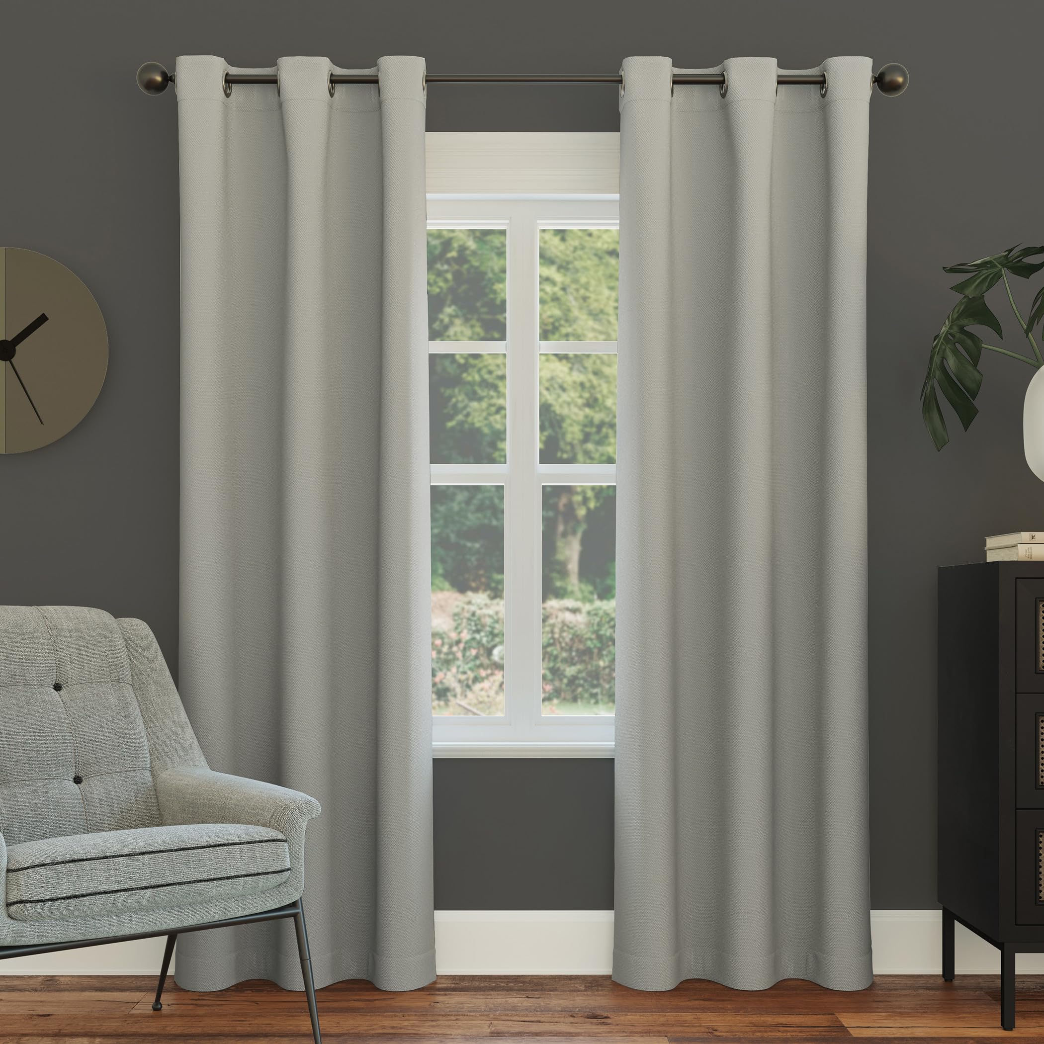 Sun Zero Easton Energy Saving Blackout Grommet Curtain Panel, 40" x 108", Silver Gray