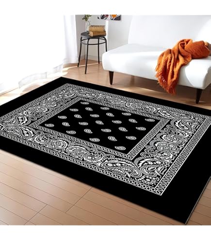 Amazon.com: ZOANIML Blue Paisley Area Rugs Non-Slip Floor Mat