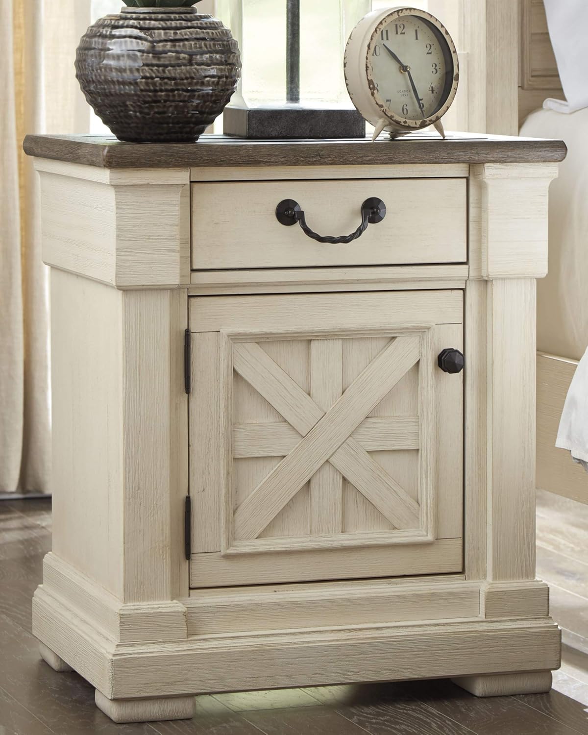 Signature Design by Ashley Realyn Nightstand, Chipped White: Kitchen & Dining