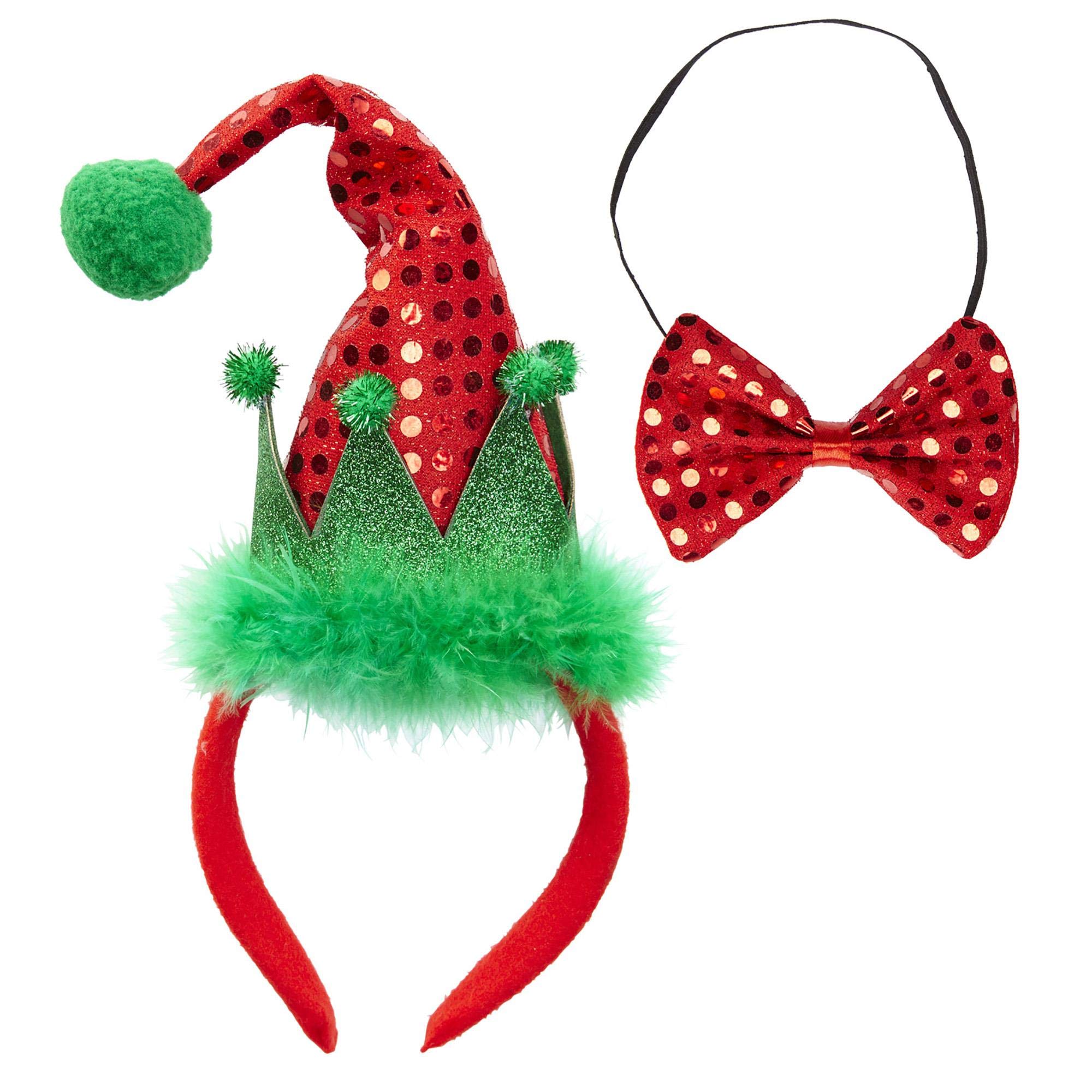 WIDMANN 04162 - Mini Santa Claus Hat With 2 Bells And Bow Tie In Sequins, Adult Unisex, Party, Theme Parties