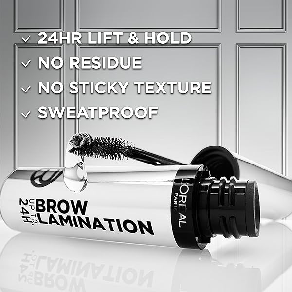 L’OREAL PARIS INFALLIBLE UP TO 24H WEAR BROW LAMINATION, WATER-RESISTANT LONGWEAR EYEBROW GEL MAKE UP, CLEAR/TRANSPARENT, 0.16 FL OZ