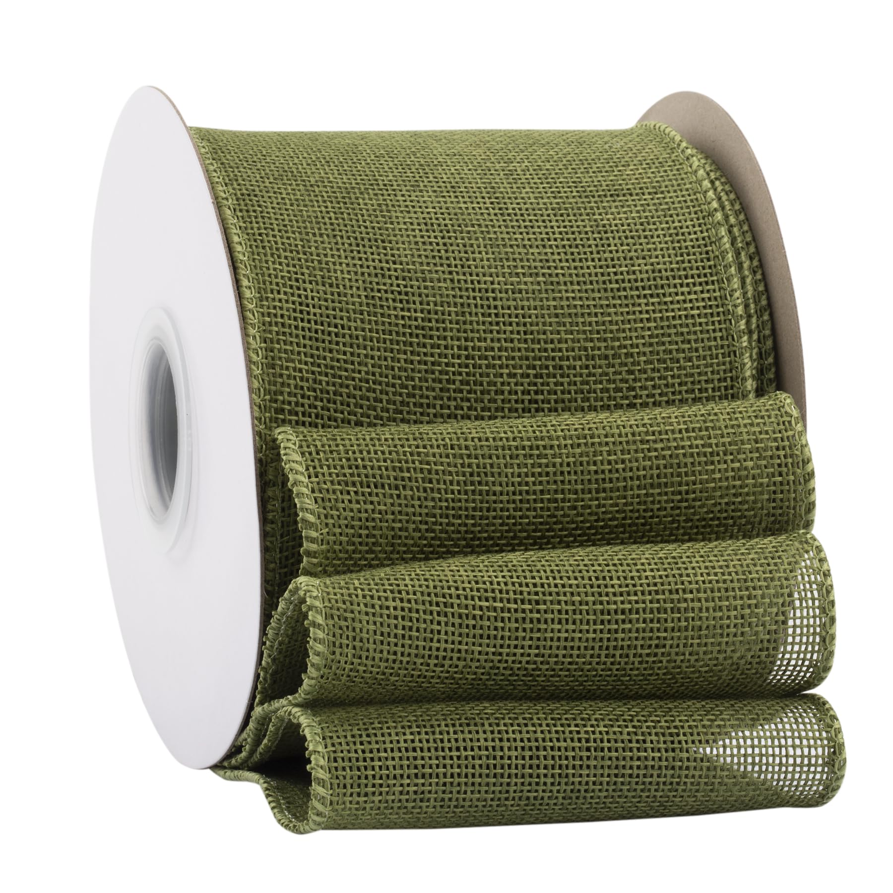 Ribbonitlux Moss Burlap Wired Ribbon, 100mm x 18 Meters, Wired Edge Burlap Ribbon for Gift Wrapping, Big Bow, Wreath, and Christmas Tree Decoration