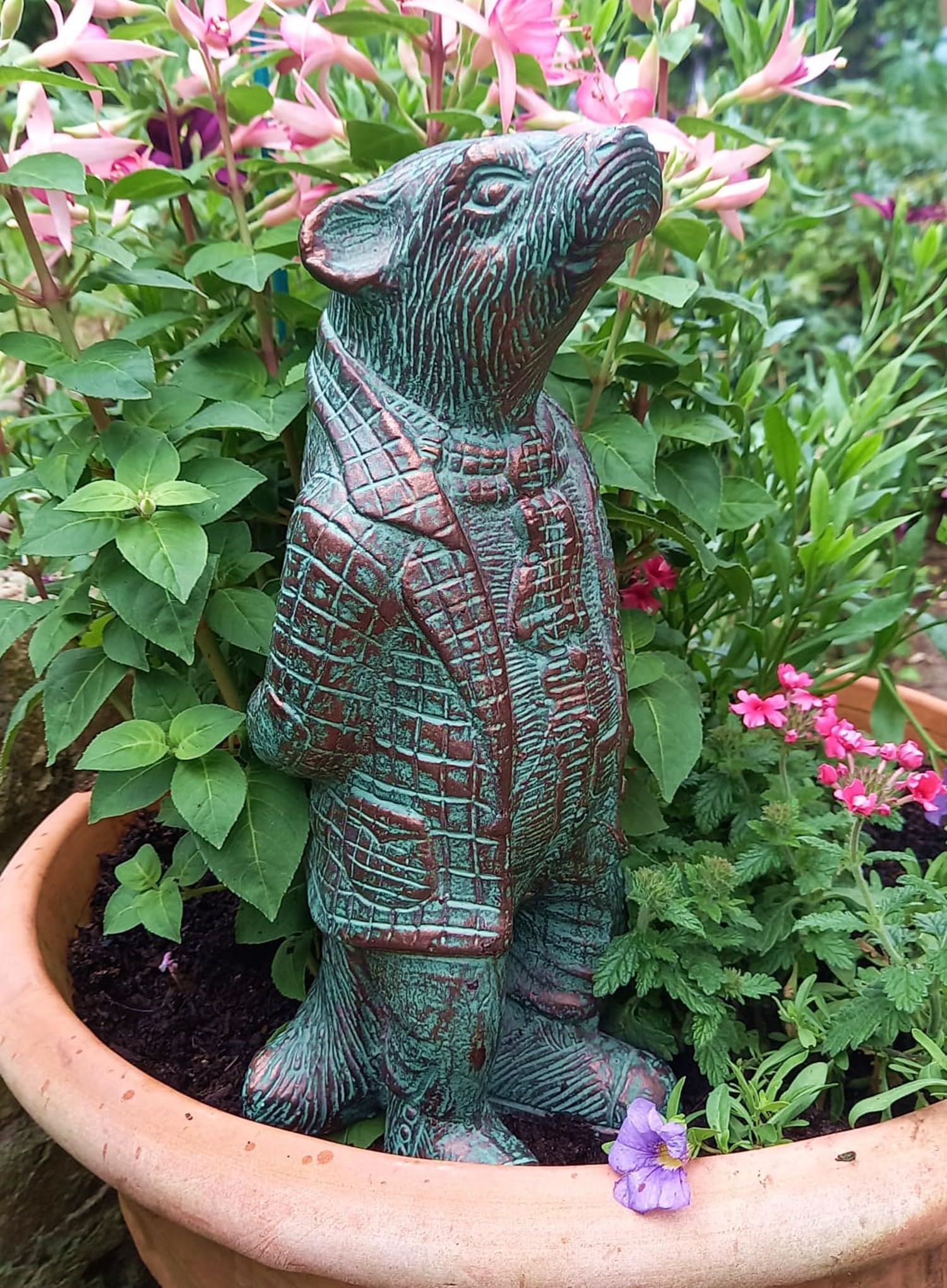 Inspirational Gifting Badger from Wind in the Willows 34cm tall hand cast in Aluminium with an aged verde finish
