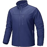 TACVASEN Men's Lightweight Softshell Jacket Fleece Lined Waterproof Tactical Rain Zip Up Winter Coat Windbreaker Casual