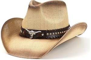 WOOH Straw Cowboy Hats for Women and Men,Western Cowgirl Hat for Rodeo,Country Concert and Cowboy Outfits