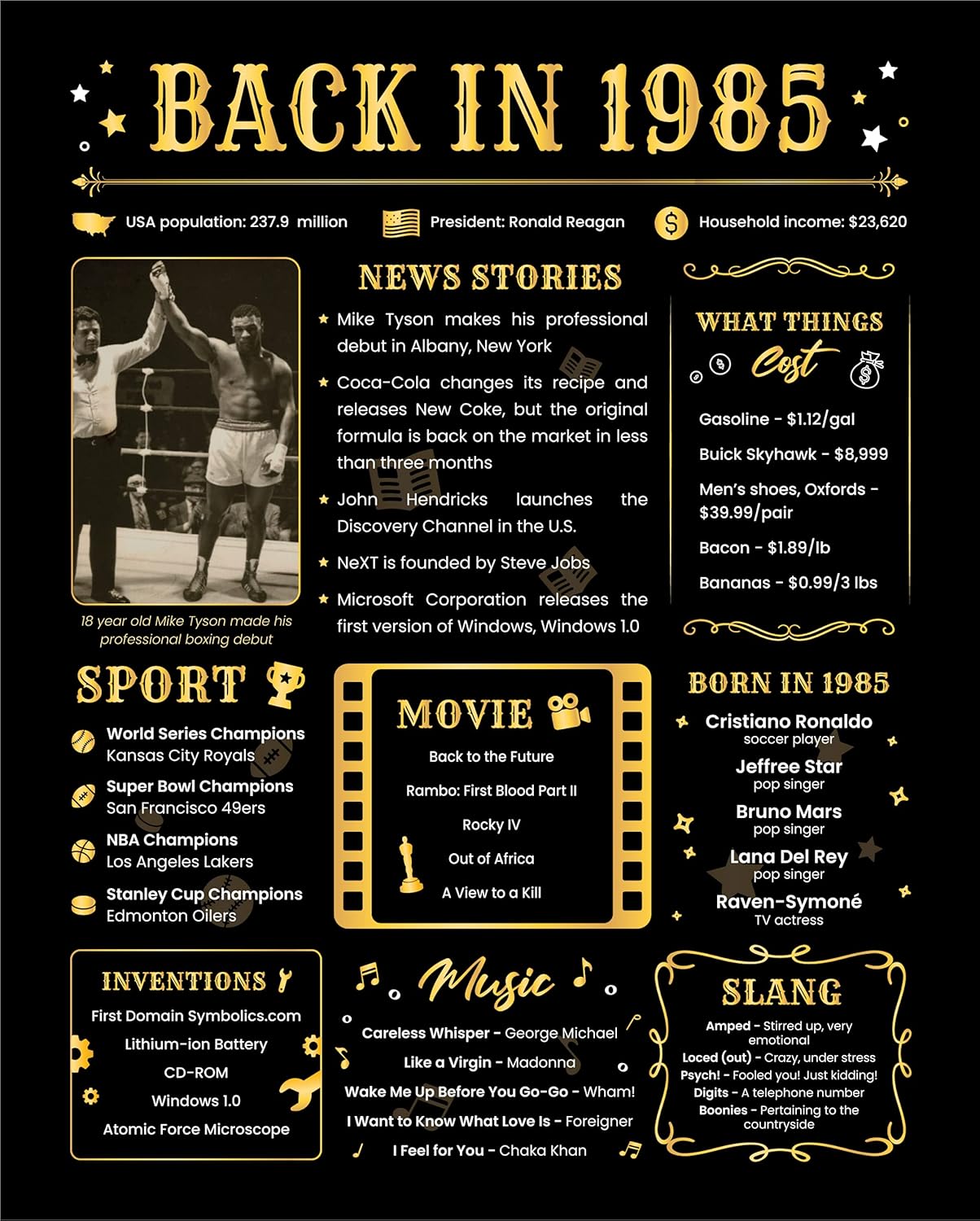 Wall Décor - Back in 1985 Birthday Card - 38th Birthday Gift for Women or Men - 38th Birthday Decoration for Her or Him - Funny Table Centerpiece for 38 Years Old Birthday Party [Poster Unframed 8x10 In]