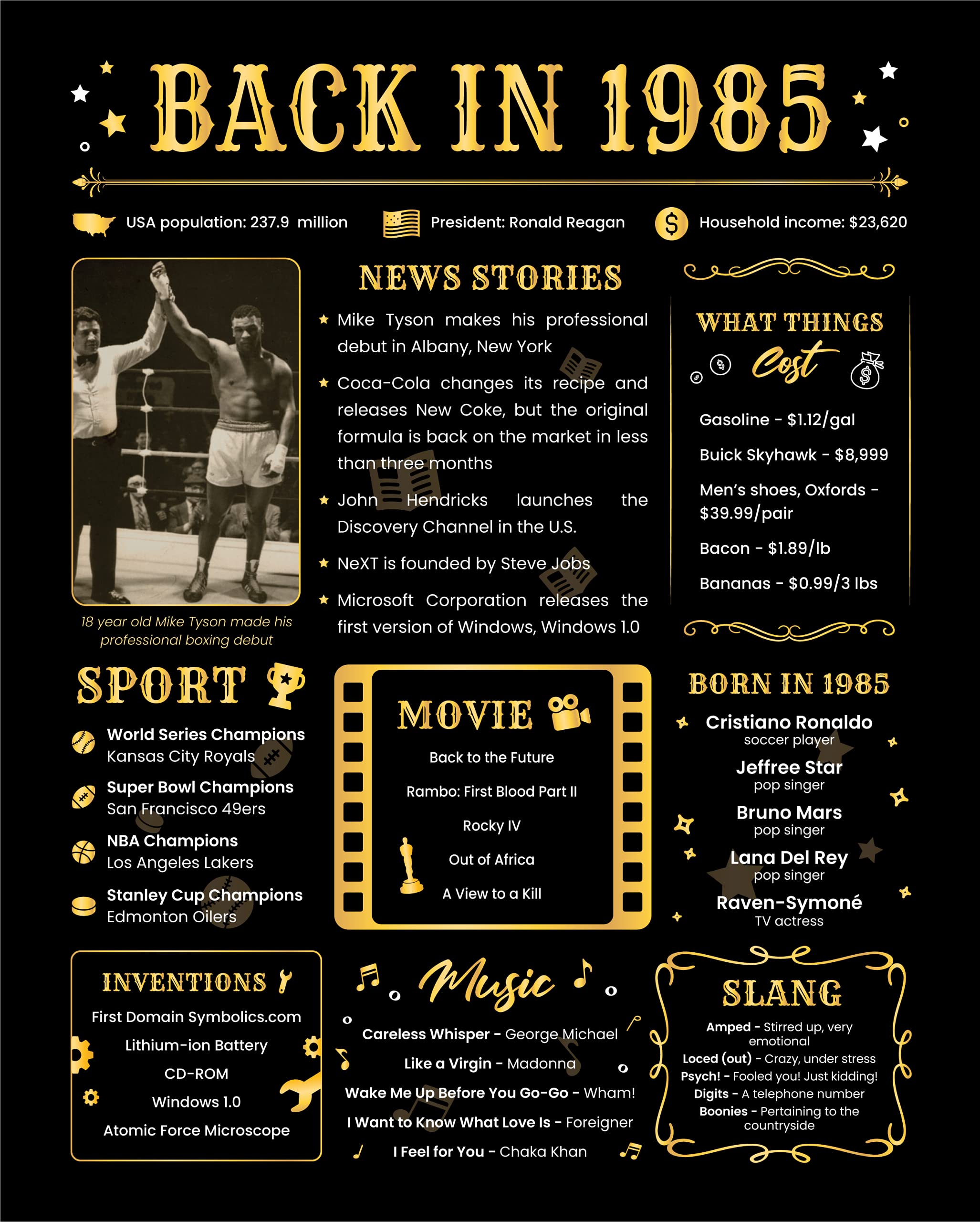 40th Birthday Gifts for Women and Men - Ideas 1985 Birthday Gifts for Man and Woman - 40 Birthday Decorations - 40th Birthday Card for Her and Him - 40 Birthday Party Favors - 8x10" Unframed