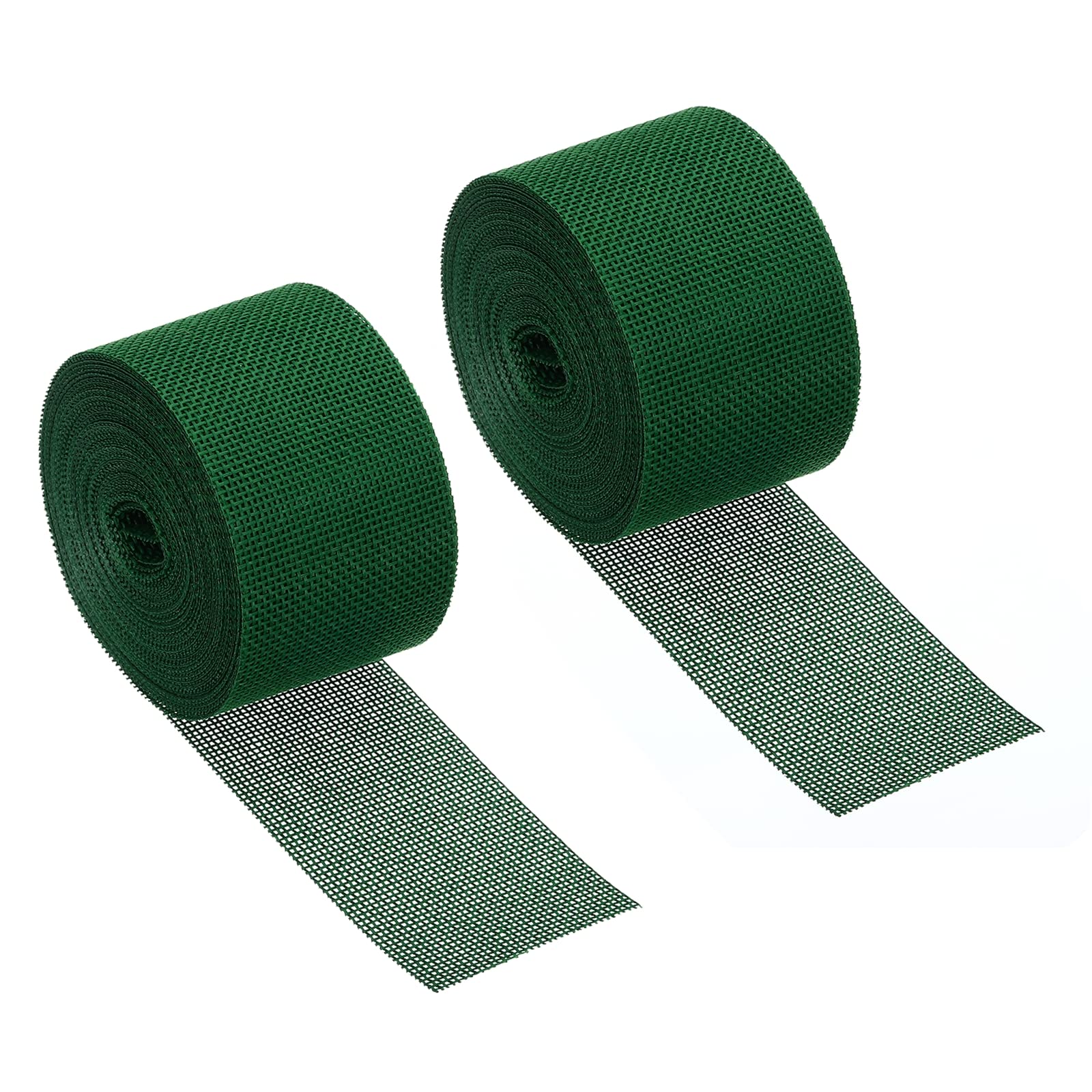 PATIKIL 2 Inch Wide 11 Yards Burlap Fabric Ribbon, 2 Pack Natural Wrapping Wire Jute Crafts Roll for Home DIY Wreath Wedding Christmas Decoration Green